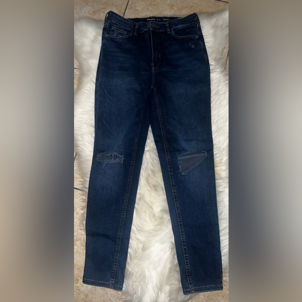 Old Navy Dark Blue Jeans Extra High Rise Rockstar Super Skinny size 8-12